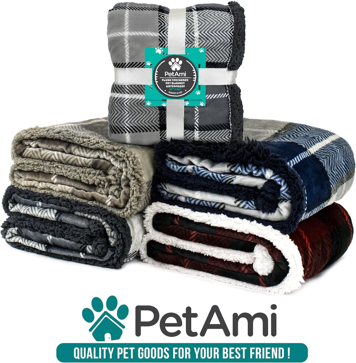 Waterproof Dog Blanket for Small Puppy Cat, 29X40, Plaid Light Grey Make title more professional and balanced