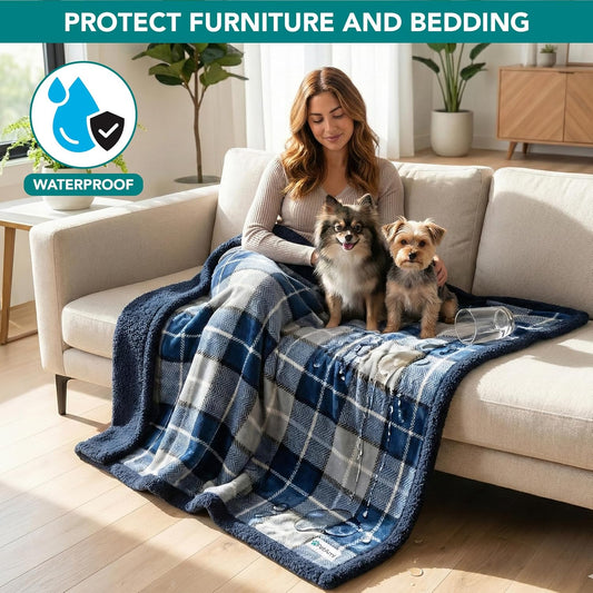 Waterproof Dog Blanket for Small Puppy Cat, 29X40, Plaid Light Grey Make title more professional and balanced