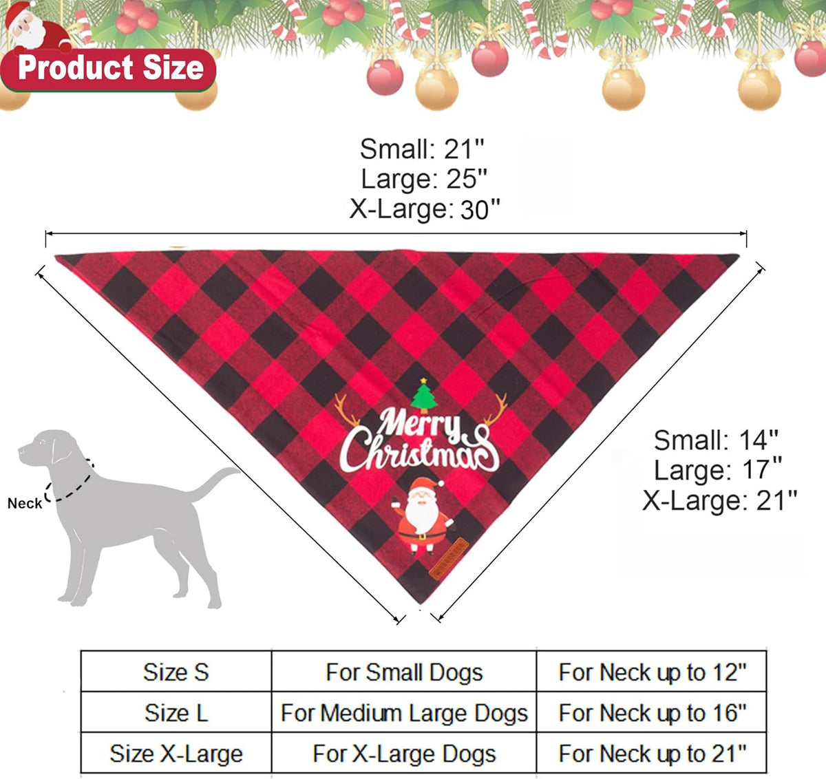 2 Pack Dog Bandana Christmas Classic Plaid Pet Scarf Triangle Bibs Kerchief Merry Christmas Santa Snowman Bandana for Medium Large Dogs Pets (Large) Make title more professional and balanced
