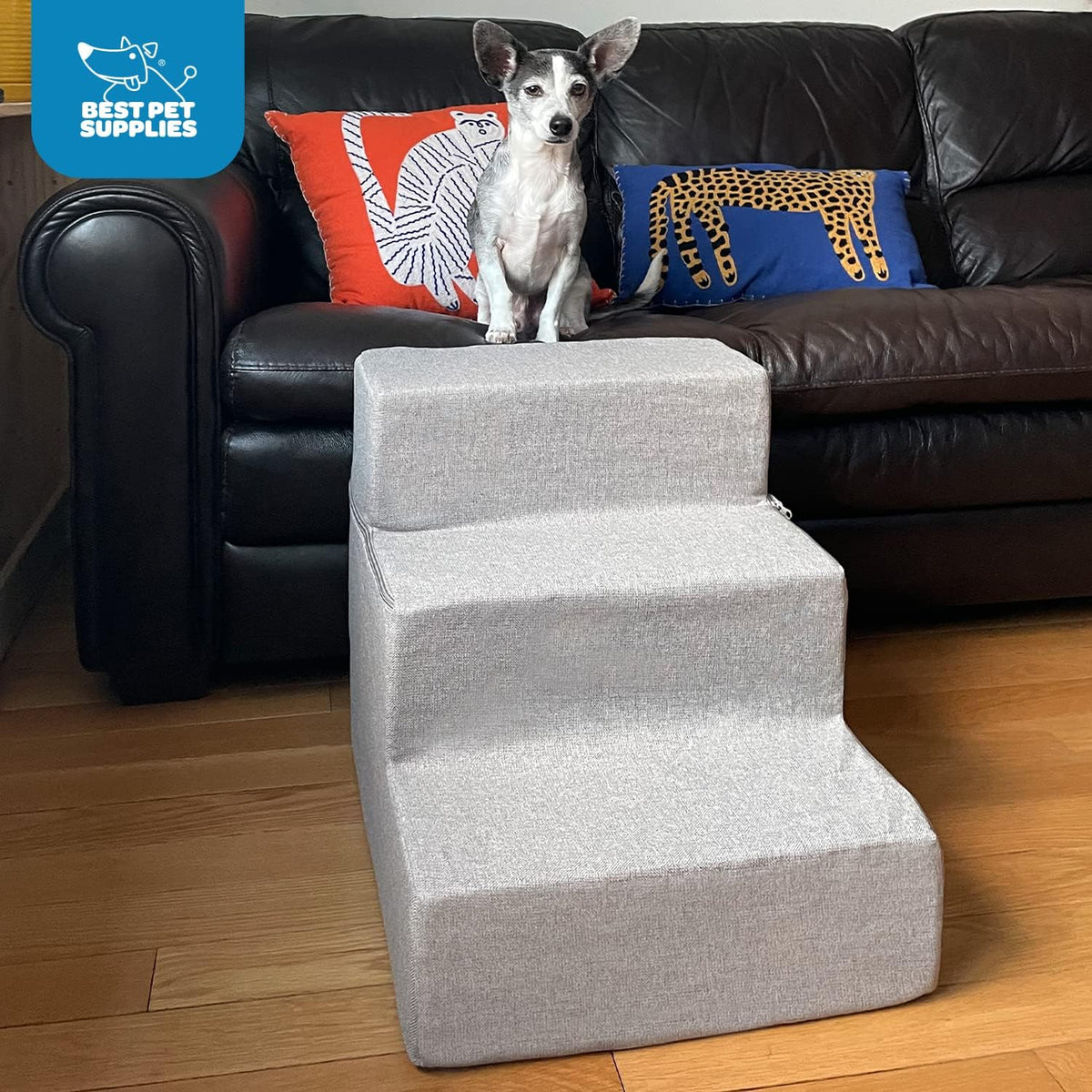Dog Stairs & Steps - Foam Steps for Small Dogs & Cats, Non-Slip Indoor Balanced Pet Step Support, Dog Ramp, No Assembly, Foldable Stair, 3-Step Make title more professional and balanced