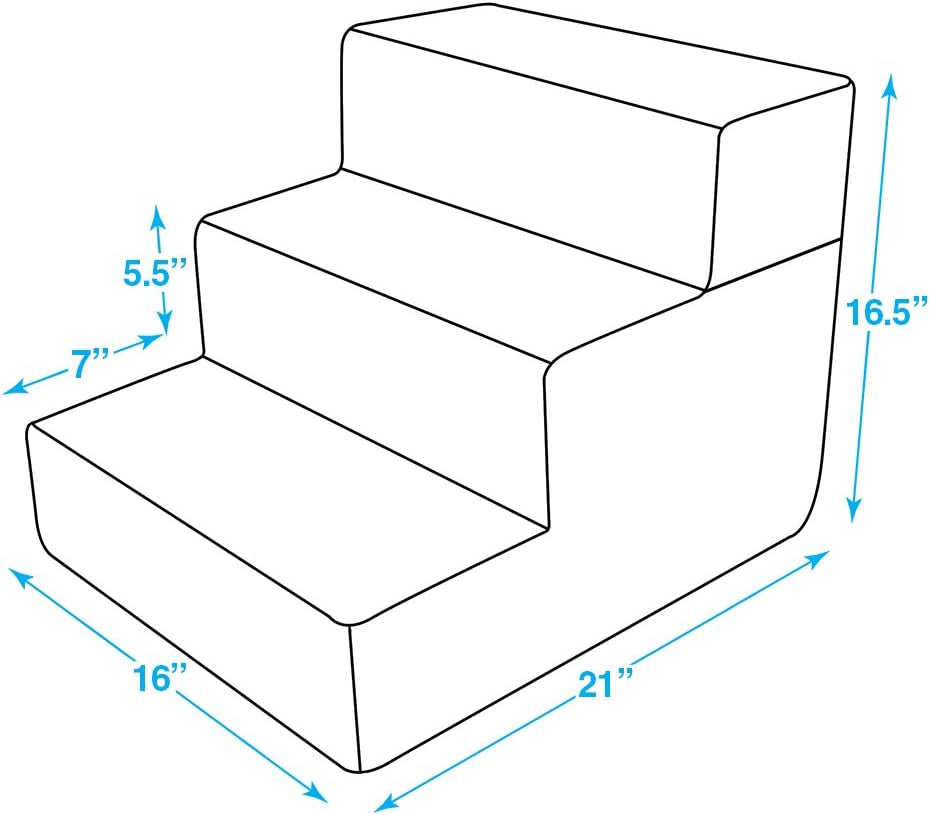 Dog Stairs & Steps - Foam Steps for Small Dogs & Cats, Non-Slip Indoor Balanced Pet Step Support, Dog Ramp, No Assembly, Foldable Stair, 3-Step Make title more professional and balanced