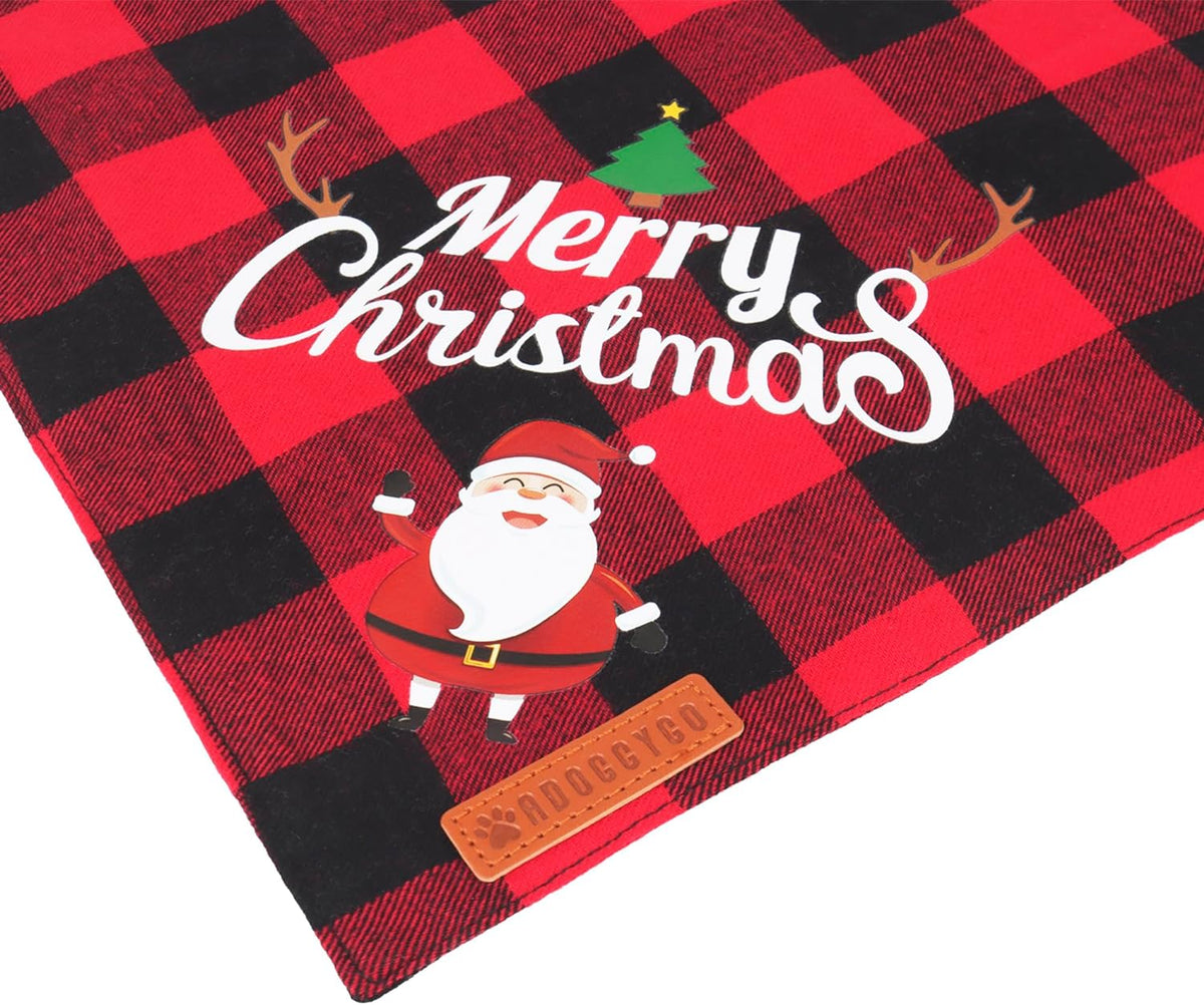 2 Pack Dog Bandana Christmas Classic Plaid Pet Scarf Triangle Bibs Kerchief Merry Christmas Santa Snowman Bandana for Medium Large Dogs Pets (Large) Make title more professional and balanced
