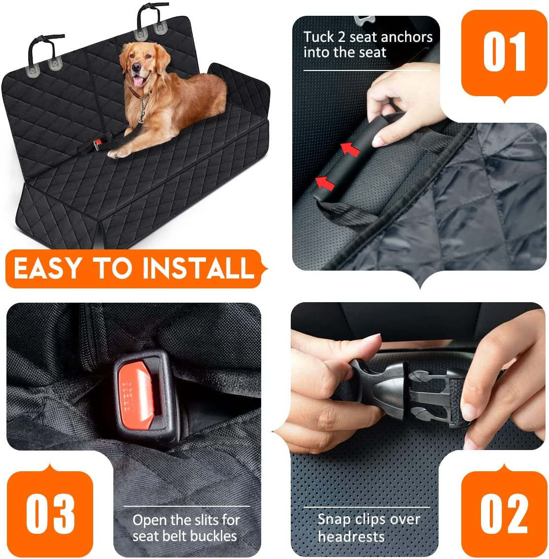 Dog Car Seat Cover, Back Seat Cover for Dogs Pet Car Seat Protector Make title more professional and balanced