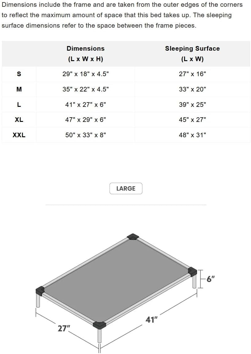 Chew Proof Elevated Cot Bed, L, Black Mesh Make title more professional and balanced